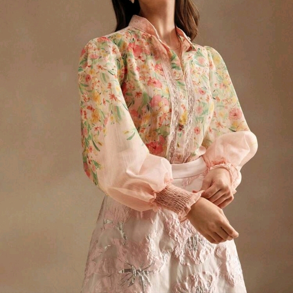 Vacation Style Lace Splice Print Women Blouse - Picture 3 of 4